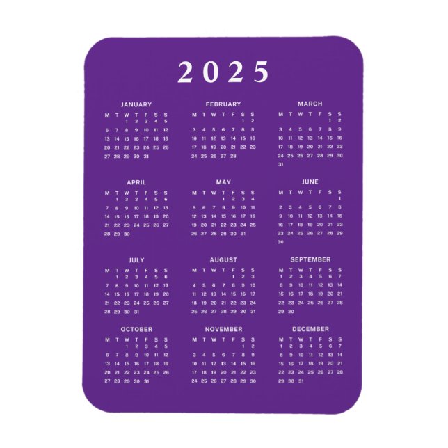 Månatlig 2025-kalender magnet (Vertikal)