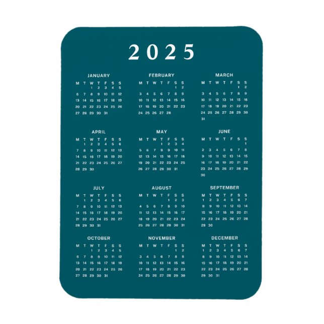 Månatlig 2025-kalender magnet (Vertikal)
