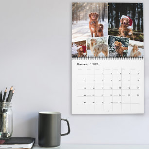 Månatlig fotokollage 6-familjens fotokalender kalender