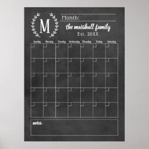 Månatlig kalender för kalender för kalkylbladsfami poster