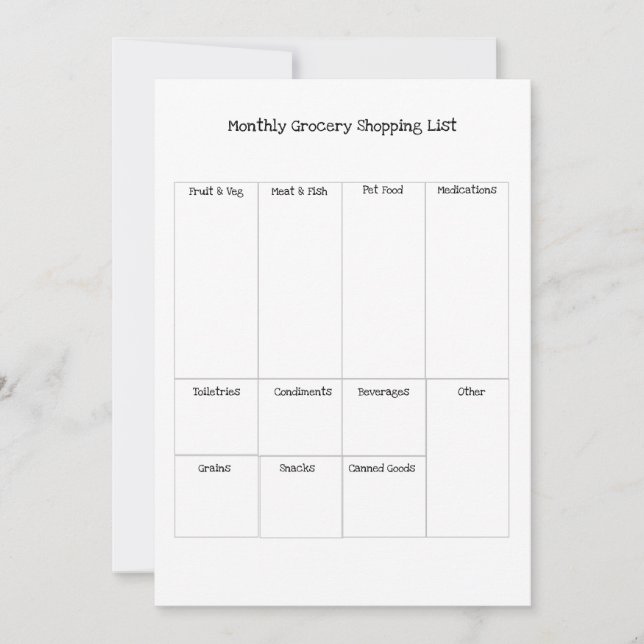 Månatlig Livsmedel-köplista Julkort (Framsida)