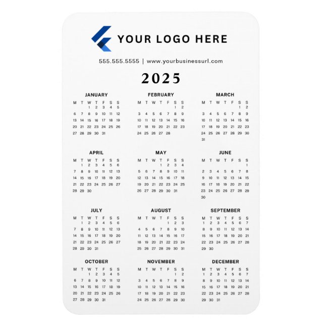 Månatlig Logotyp - minimalistisk 2025-kalender Magnet (Vertikal)