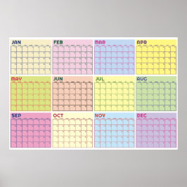 Månatlig odaterad färgrik tom planerarkalender poster