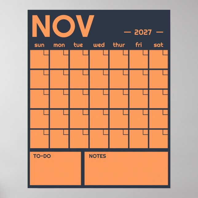 Månatlig odaterad fet färgglad väggkalender poster (Framsidan)