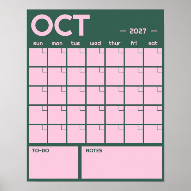 Månatlig odaterad fet färgglad väggkalender poster (Framsidan)