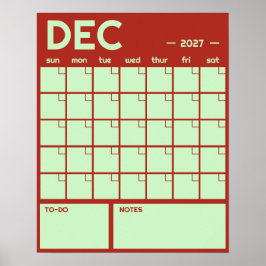 Månatlig odaterad fet färgglad väggkalender poster