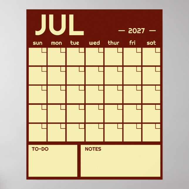 Månatlig odaterad fet färgglad väggkalender poster (Framsidan)