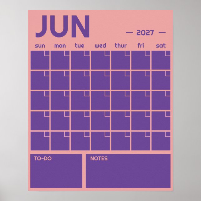 Månatlig Odaterad Fet Färgglad Väggkalender Poster (Framsidan)