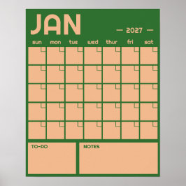 Månatlig odaterad fet färgglad väggkalender poster