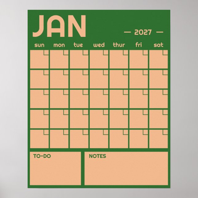 Månatlig odaterad fet färgglad väggkalender poster (Framsidan)