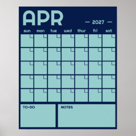 Månatlig odaterad fet färgglad väggkalender poster