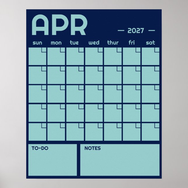 Månatlig odaterad fet färgglad väggkalender poster (Framsidan)
