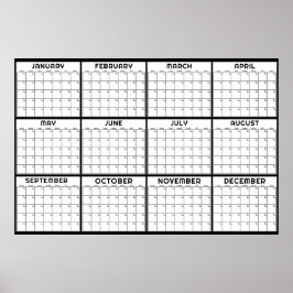 Månatlig odaterad minimal väggplaneringskalender poster