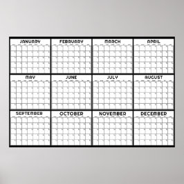 Månatlig odaterad minimal väggplaneringskalender poster