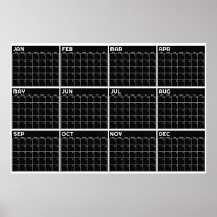 Månatlig odaterad minimalistisk väggplaneringskale poster