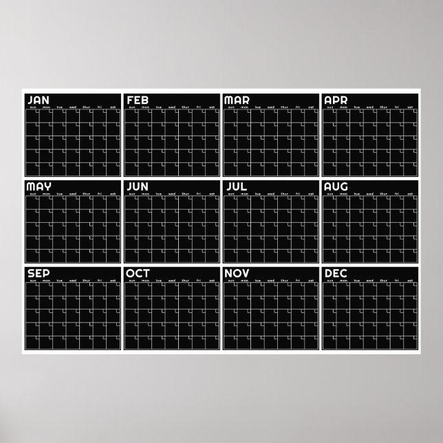 Månatlig odaterad minimalistisk väggplaneringskale poster (Framsidan)