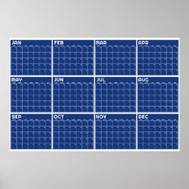 Månatlig odaterad minimalistisk väggplaneringskale poster