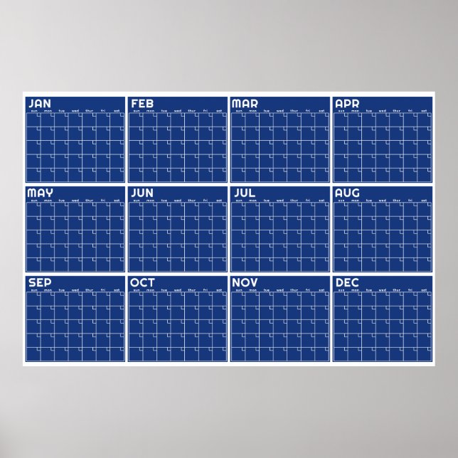 Månatlig odaterad minimalistisk väggplaneringskale poster (Framsidan)
