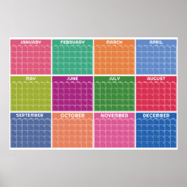 Månatlig odaterad minimalistisk väggplaneringskale poster