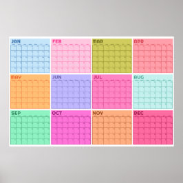 Månatlig odaterad Pastell Tom Planner Kalender Poster