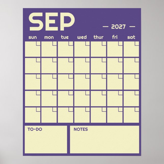 Månatlig stor odaterad livfull färg väggkalender poster (Framsidan)