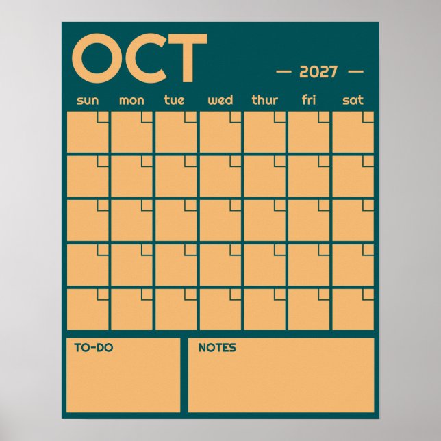 Månatlig stor odaterad livfull färg väggkalender poster (Framsidan)