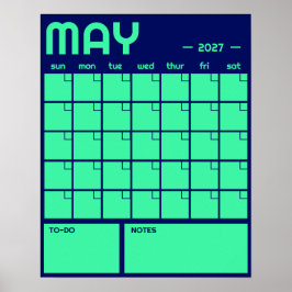 Månatlig stor odaterad livfull färg väggkalender poster