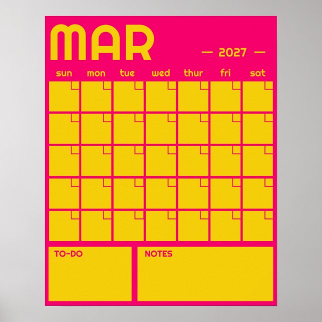 Månatlig stor odaterad livfull färg väggkalender poster (Framsidan)