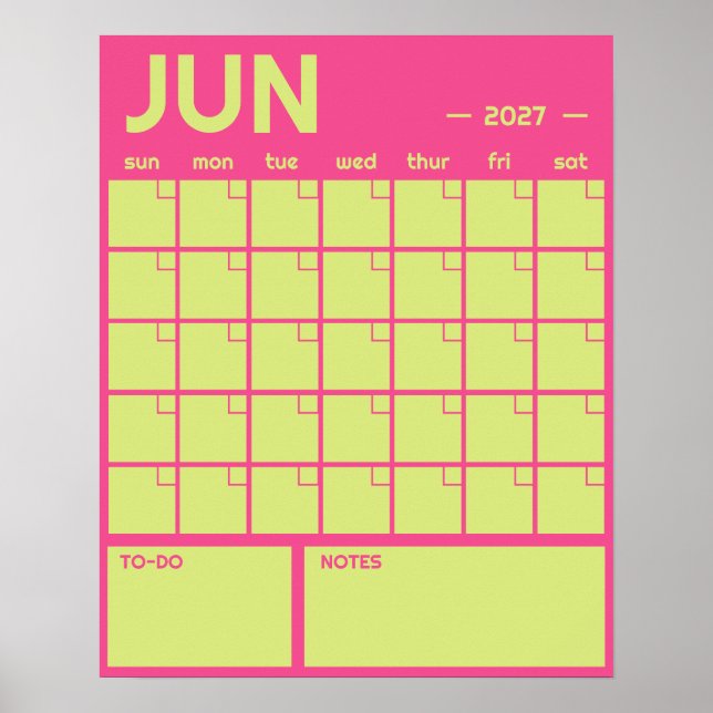 Månatlig stor odaterad livfull färg väggkalender poster (Framsidan)
