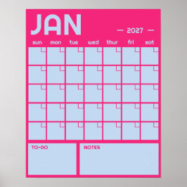 Månatlig stor odaterad livfull färg väggkalender poster