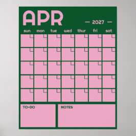 Månatlig stor odaterad livfull färg väggkalender poster
