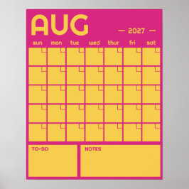 Månatlig stor odaterad livfull färgväggskalender poster