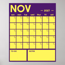 Månatlig stor odaterad livfull färgväggskalender poster