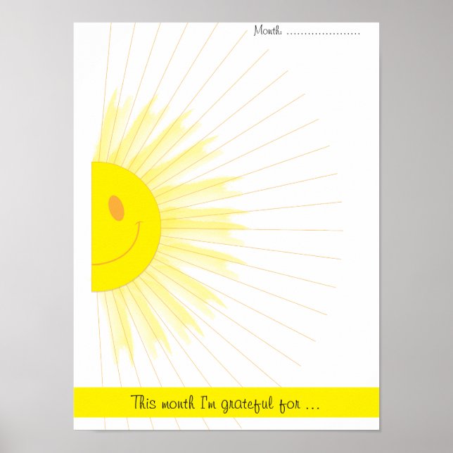 Månatlig Tacksamhet Mindfulness Solstrålar Poster (Framsidan)