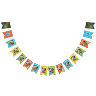 Månatligt fotobanderoll litet monster 1:a födels vimplar