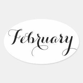 Månatstickers: februari ovalt klistermärke