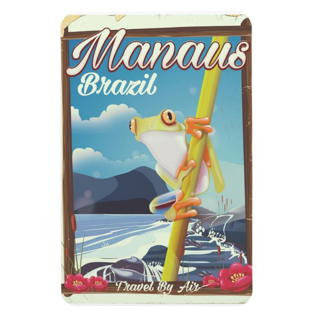 Manaus Brasil vintage resemålningaffisch Magnet (Vertikal)