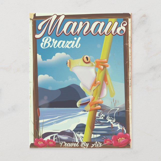 Manaus Brasil vintage resemålningaffisch Vykort (Framsida)