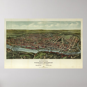 Manayunk Wissahickon Roxborough PA Aerial Karta Poster