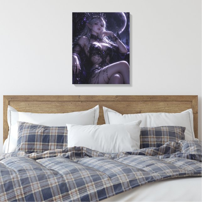 Månbelyst alvdrottning Mörk Fantasy Porträtt Canvastryck (Insitu (sovrum))