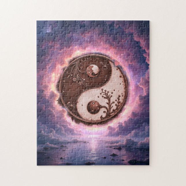 Månbelyst balans – Yin Yang av evigt ljus.  Pussel (Vertikal)