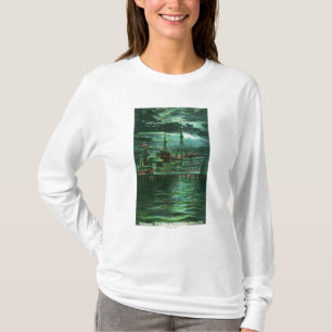 Månbelyst beskåda av restaurangfrakthotellet tee shirt