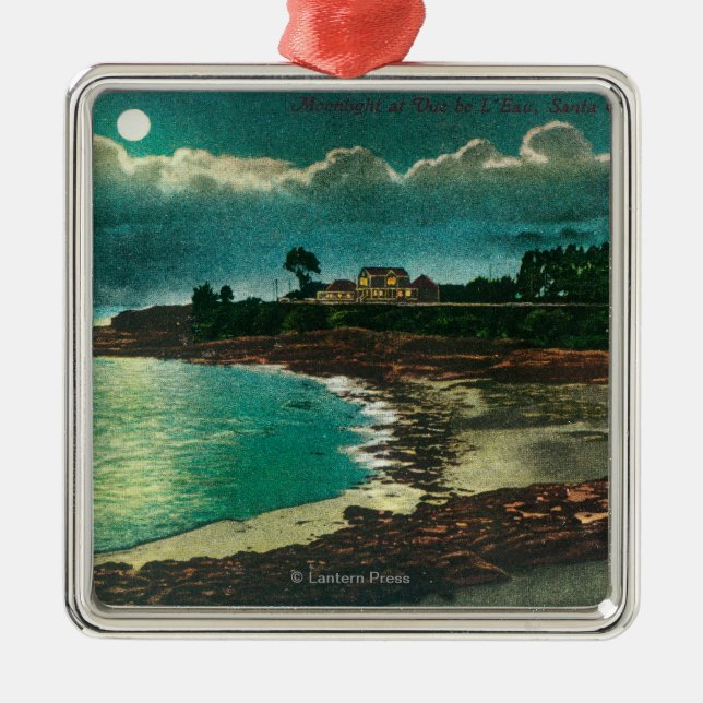 Månbelyst beskåda av Vuen de l'EauSanta Cruz, CA Julgransprydnad Metall (Framsidan)