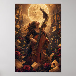 Månbelyst cellodrömmar gotisk fantasinposter poster