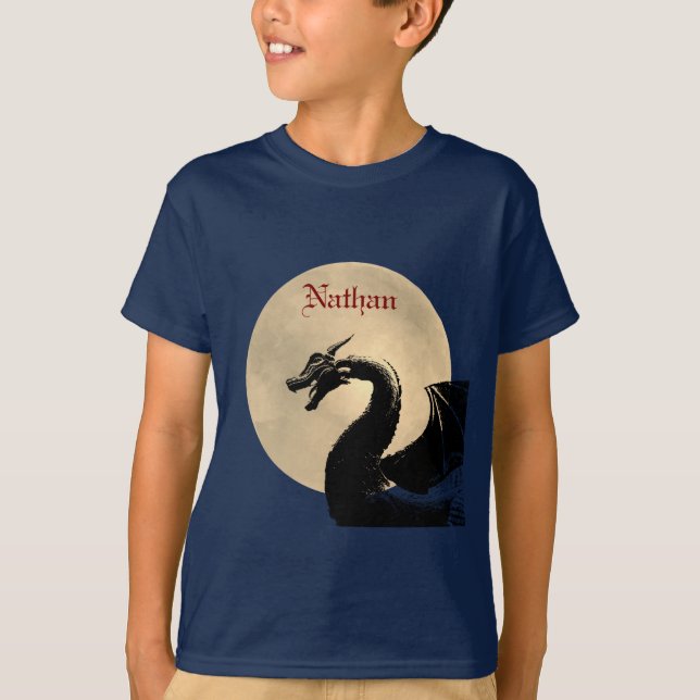 Månbelyst Drak Personlig  T Shirt (Framsida)