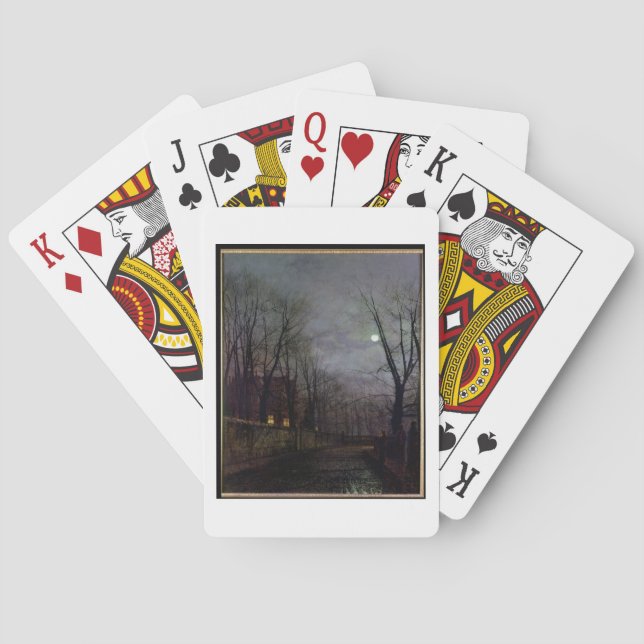 Månbelyst gataplats, 1882 (olja på kanfas) 2 spelkort (Baksidan)