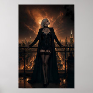 Månbelyst gotisk noir-silhoutt drömplanschen poster
