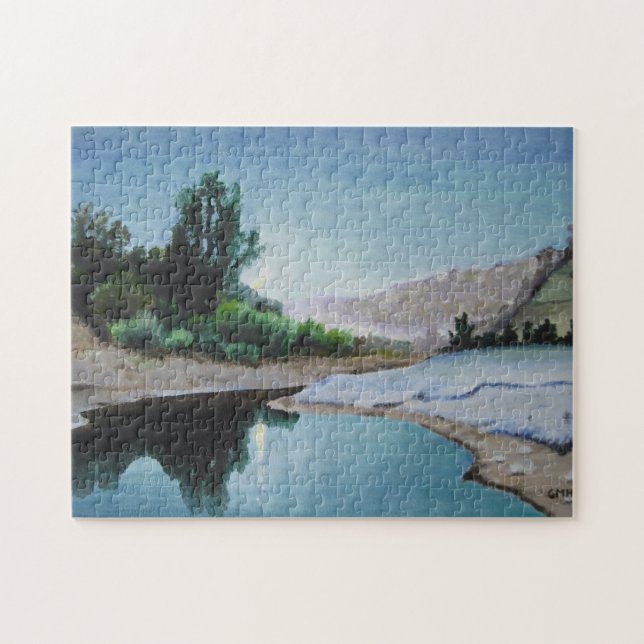 Månbelyst natt för pussel i trät (Horisontell)