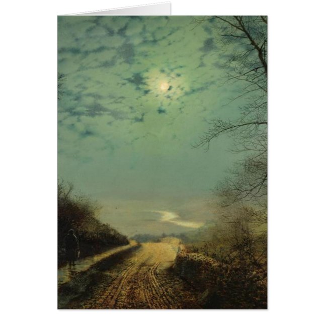 Månbelyst natt hälsningskort (Framsidan)