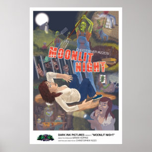 Månbelyst nattaffisch poster